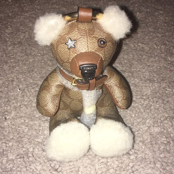 Coach New York signature teddy bear charm keychain new tan - Picture 1 of 8